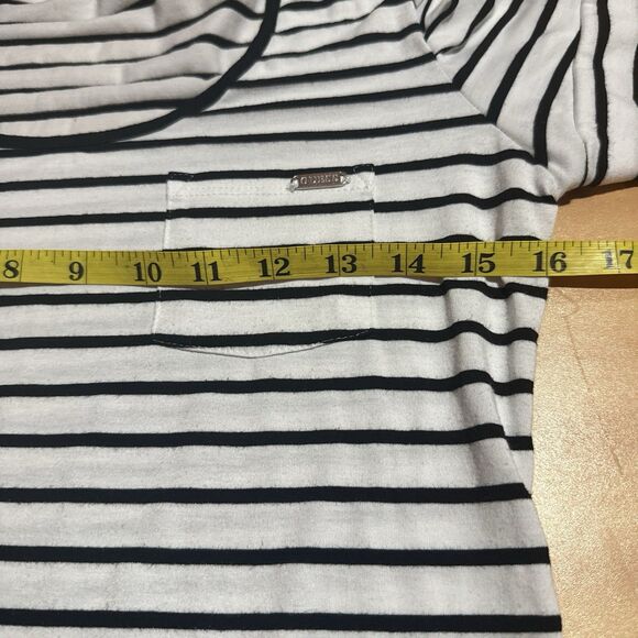 Guess Womens TShirt M Medium Black White Striped Short Sleeve Round Neck - Picture 8 of 9